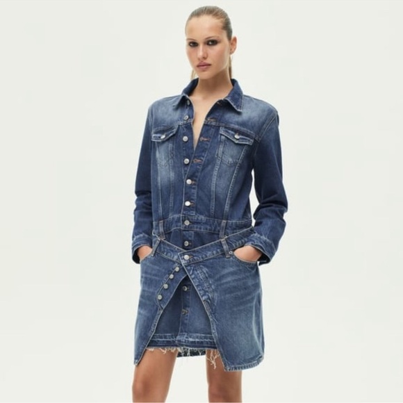 NWT-Zara layered Denim Dress - Medium - Picture 2 of 11